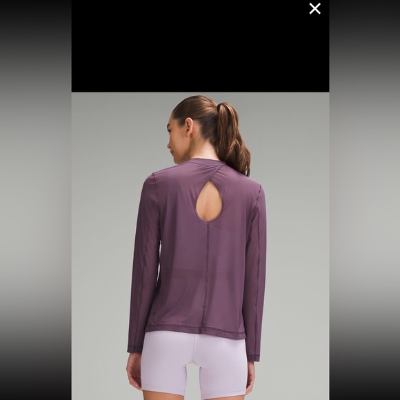 Like new Lululemon keyhole mesh long sleeve shirt size 4 in color grape thistle - Picture 7 of 8